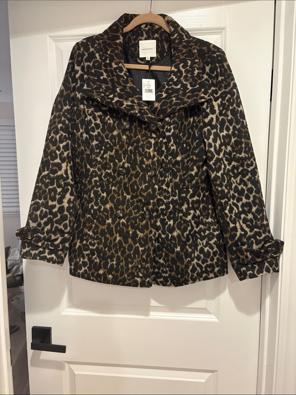 Thread & Supply Leopard-Print Peacoat in Brown and Black